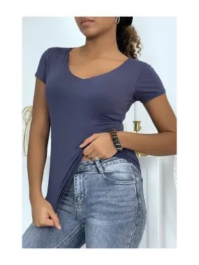 T-shirt indigo manches courtes femme