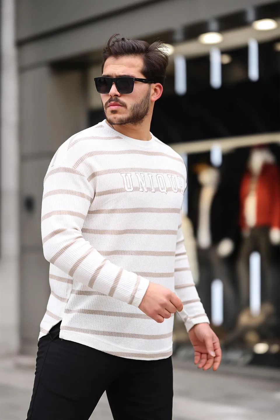 unique baskili izgili erkek sweatshirt