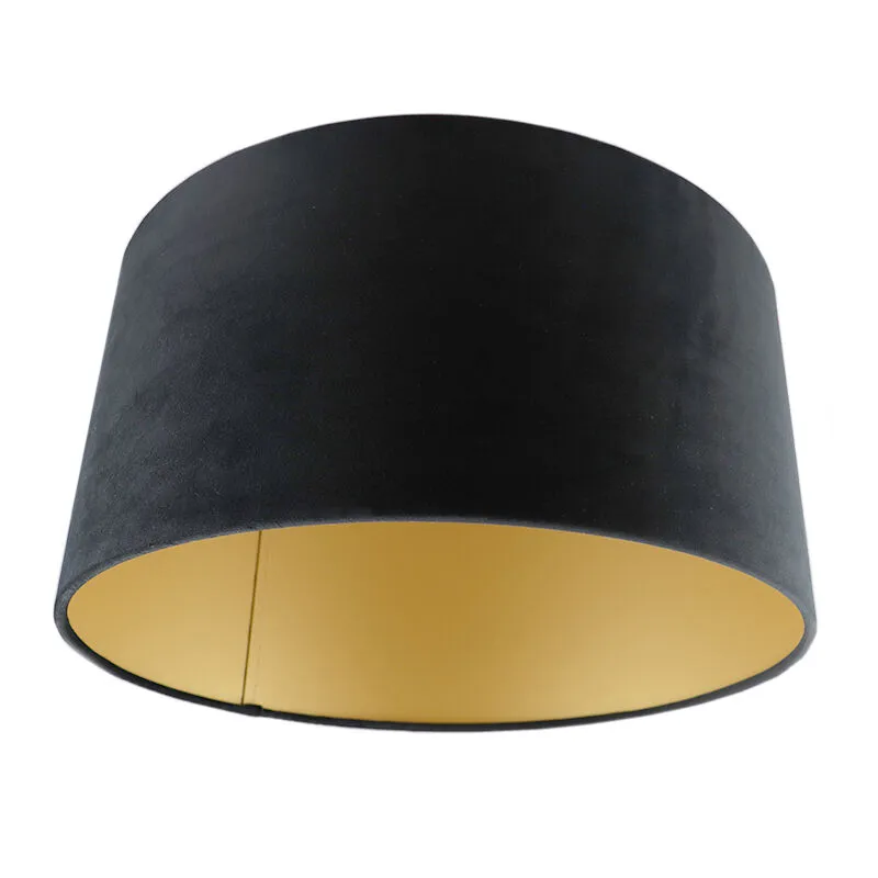 Zwart en gouden velours lampenkap Melanie, 50 cm